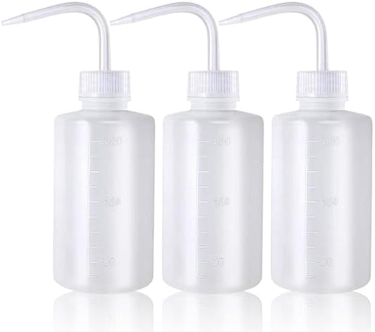 Squeeze Bottles 3-Pack (250ml/8.45oz) Leak-Proof Wash Bottle | For Cleaning, Watering & Precision Tasks, LDPE Squirt Bottles with Angled Nozzle & Measurement Scale