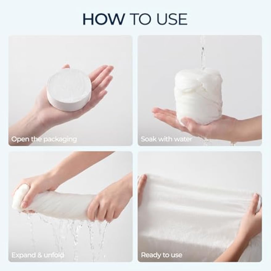 ecolook Compressed Disposable Bath Towels, 31 x 63 Inch 90GSM Ultra Thick Soft Travel Towel, Reusable Plant Fiber Towels for Camping Beach Swimming Hotel & Daily Use - 6 Pack