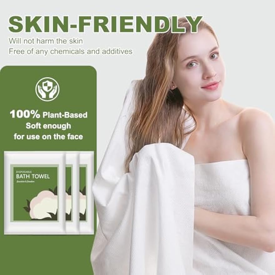 Disposable Bath Towels, 10 Pack 55" x 27.5" Ultra Soft, Quick Dry Disposable Body Towels, Portable Travel Towel for Hotel Camping Beach Swimming Gym Sauna Spa, Personal Care Pet Towels