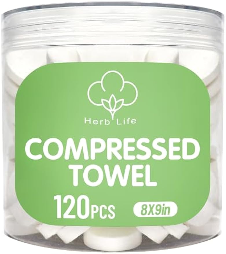 120 Pcs Mini Compressed Towels, Disposable Face Compressed Towel, Compressed Cotton Hand Wipe, Camping Towel, Portable Compressed Coin Tissue for Travel/Home/Outdoor Activities