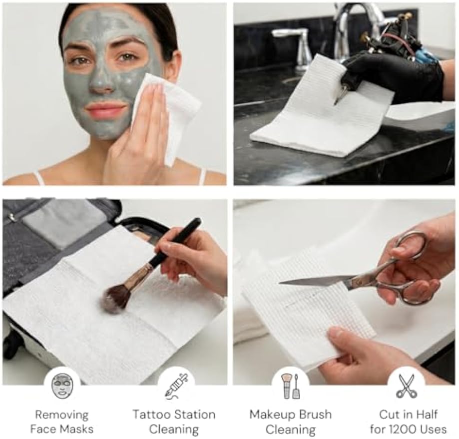 ForPro Travel Size Disposable Face Towels, 8"x8" Compact Dry Wipes Bulk Pack, Ultra Soft Lint-Free Viscose Makeup Remover Pads for Sensitive Skin, Biodegradable, Vegan, 600-Count