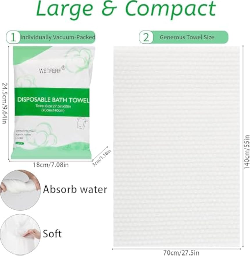 20 Pack Disposable Bath Towels Large 55"x27.5" Thick for Travel