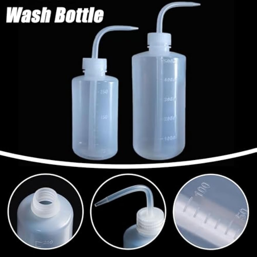Squeeze Bottles 3-Pack (250ml/8.45oz) Leak-Proof Wash Bottle | For Cleaning, Watering & Precision Tasks, LDPE Squirt Bottles with Angled Nozzle & Measurement Scale