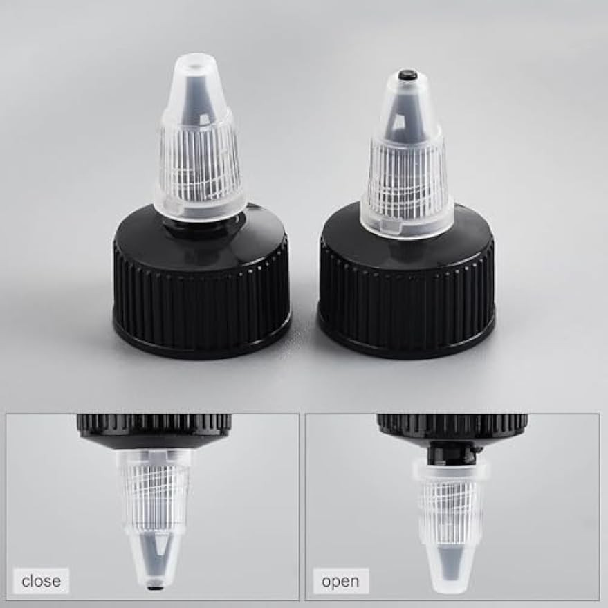 OLYCRAFT 36pcs Squeeze Bottle Cap 24/410 Natural Twist Top Caps Black Replacement Caps Twist Top Cap Bottle Dispensing Lid Bottles Lid Replacement Caps for Squeeze Glue Bottles Dispensing Lids