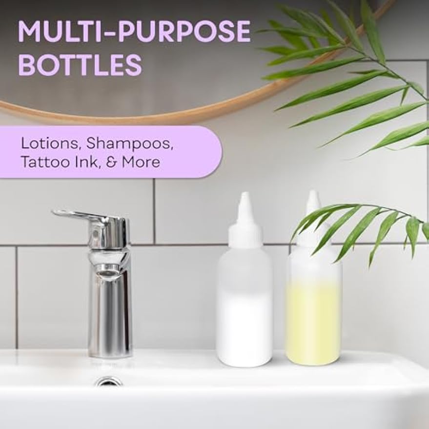 BRIGHTFROM Twist Top Applicator Bottles, Squeeze 4 OZ Empty Plastic Bottles, Refillable, Open/Close Nozzle - Multi Purpose (Pack of 2)