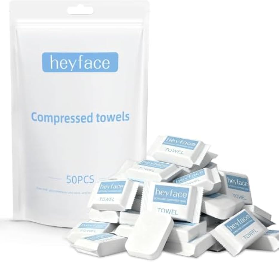 Compressed Towels Tablets (11.8" x11") 50 PCS Disposable Face Towel | Compressed Washcloths for Travel, Soft Compressed Face Towel with Waterproof Case for Daily Use & Camping Essentials