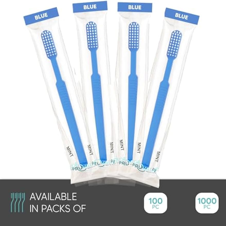 100 Pack Disposable Toothbrushes with Toothpaste - Mint Prepasted | 100 Count Prepasted Toothbrushes Individually Wrapped |Single Use Waterless Tooth Brush Soft Bristles for Office,Hotel,Travel
