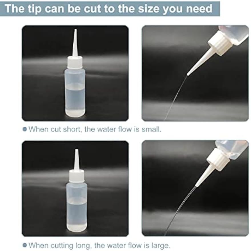 BlingKingdom 6 PCS 50 ml Squeeze Applicator Bottles for Paint, Soft PE | Easy to Fill, Glue Dispenser Bottles with Fine Tip, No Leaks for Liquids, Acrylic Paint Art, Hair Oil