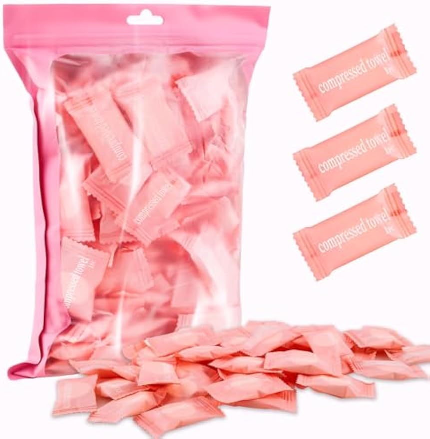 150Pcs Compressed Towel Tablets, Portable Mini Compressed Towels, Disposable Face Towel Washcloths for Travel, Beauty, Home Hand Wipes, Camping, Hiking, Outdoor Activities,Individually Wrapped MEQHUO
