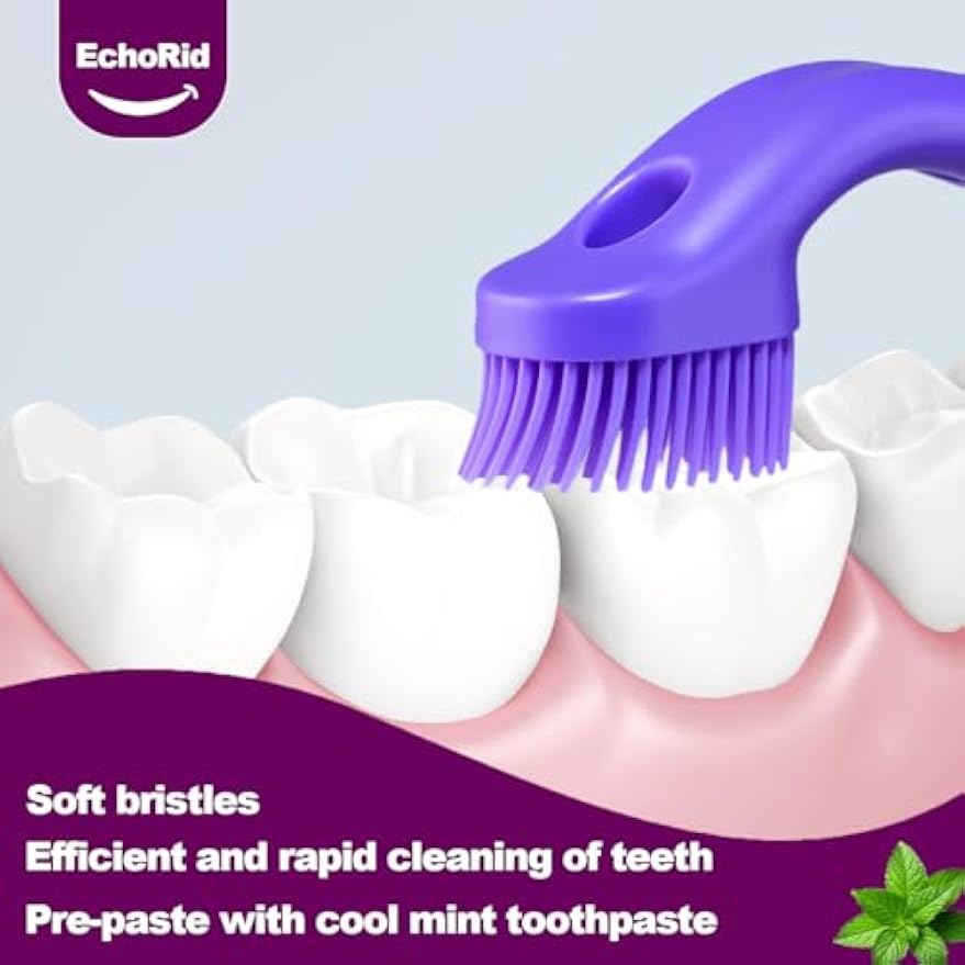 Mini Disposable Toothbrush, Pre-Pasted Toothbrushes with Toothpaste and Toothpick for Travel - Fluoride Free, No Rinsing Needed, Mint Flavor, Fresh Breath Anywhere Anytime - 28 Ct