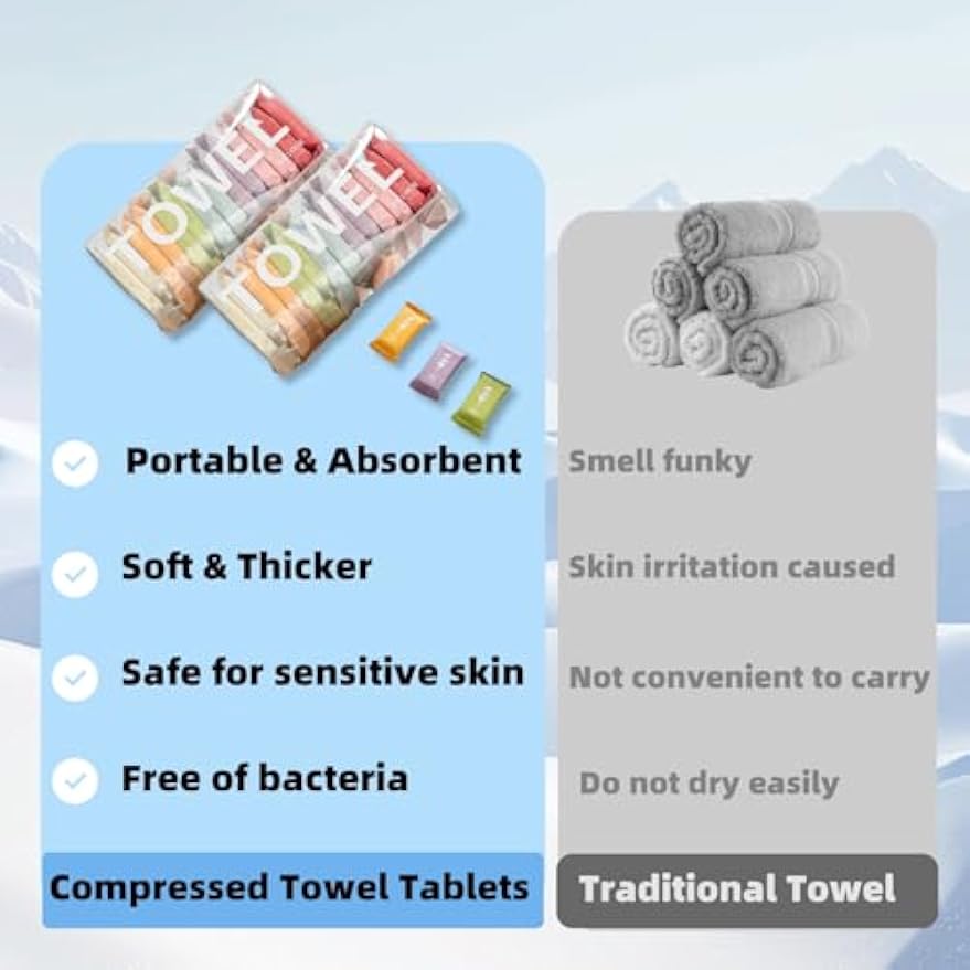 Disposable Compressed Towels, 28Pcs Travel Washcloth Tablets | Portable Compressed Towel, Thicker Super Absorbent for Travel, Face Towel Ideal for Outdoor Camping Hiking
