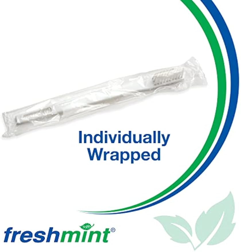 FRESHMINT Individually Wrapped Bulk 30 Tuft Adult Toothbrush (144 Pack) with Soft Nylon Bristles, Perfect for Travel, Hotel, Donation