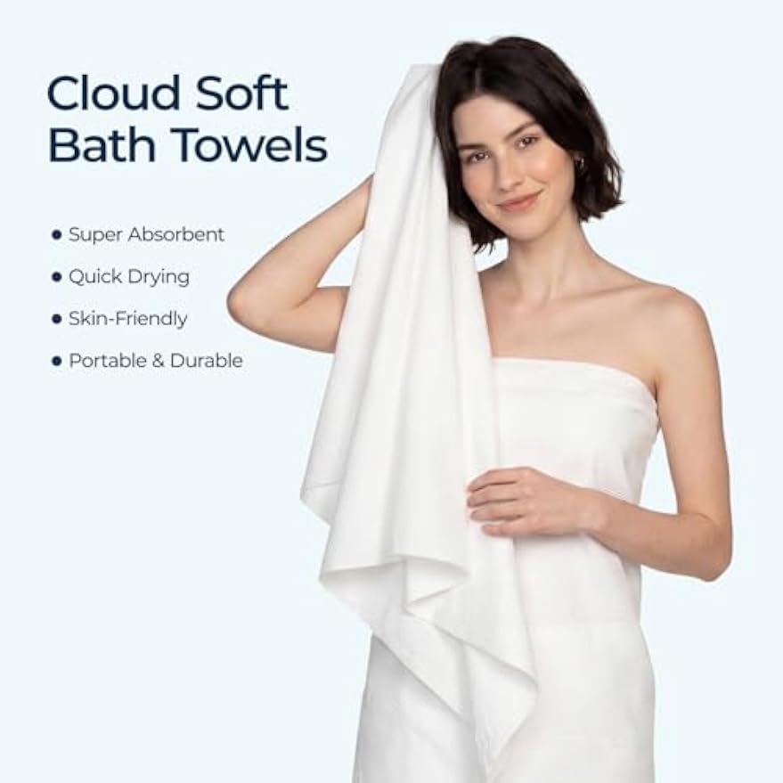 ecolook Compressed Disposable Bath Towels, 31 x 63 Inch 90GSM Ultra Thick Soft Travel Towel, Reusable Plant Fiber Towels for Camping Beach Swimming Hotel & Daily Use - 6 Pack