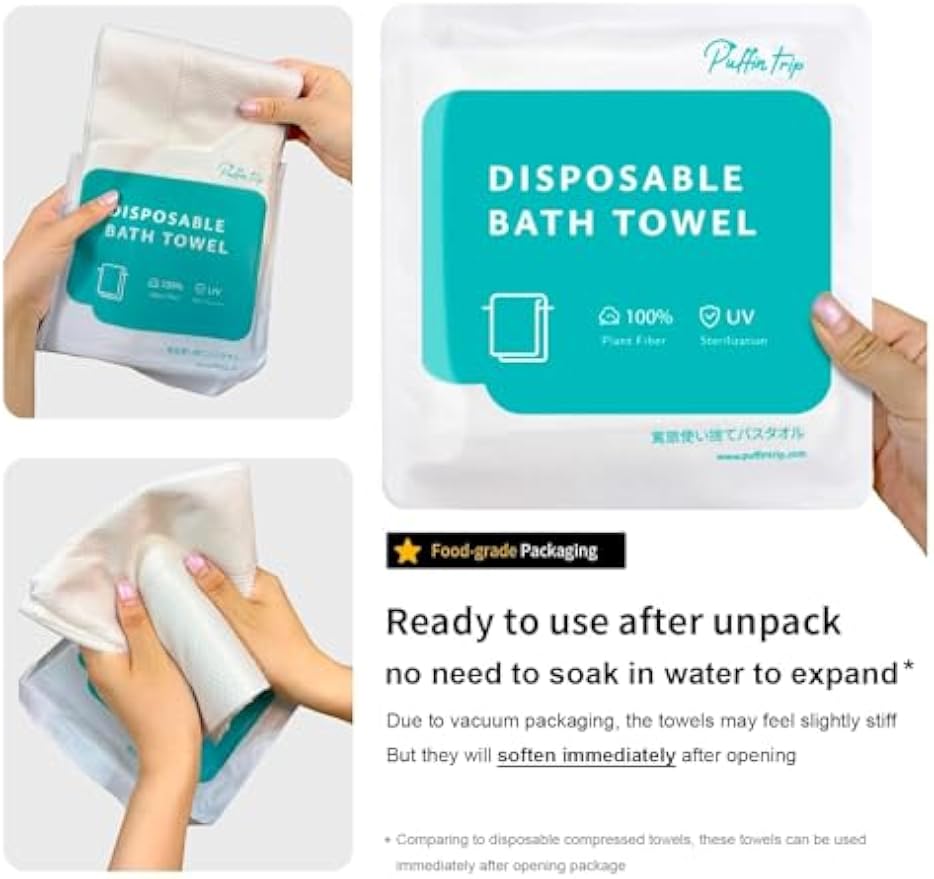 4 Pack Disposable Bath Towels 55''X27.5'’ Durable Portable Camping Towels | Large and thick individually vacuum packed for travel hotel business trip swimming pet towels sauna spa hot spring water play