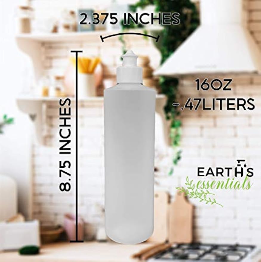 2 Pack Refillable 16 Ounce HDPE Squeeze Bottles With Push/Pull Button Top Dispenser Caps-Great For Lotions, Shampoos, Conditioners and Massage Oils-Includes our patented thread-on funnel