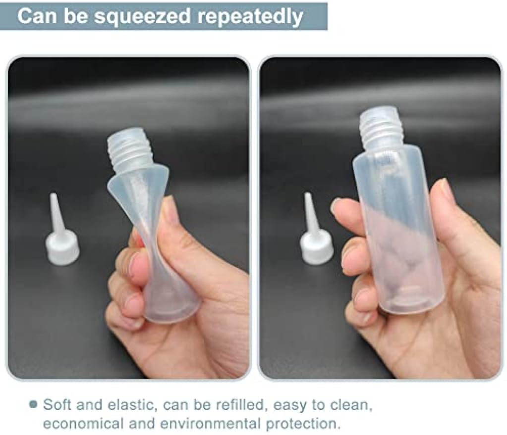 BlingKingdom 6 PCS 50 ml Squeeze Applicator Bottles for Paint, Soft PE | Easy to Fill, Glue Dispenser Bottles with Fine Tip, No Leaks for Liquids, Acrylic Paint Art, Hair Oil