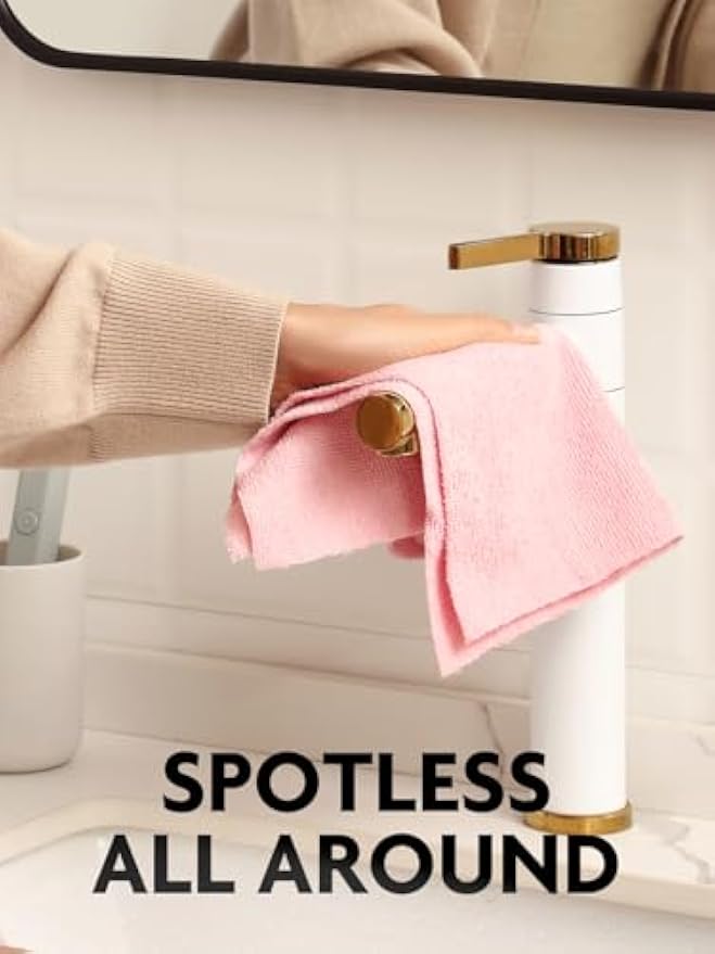 Fantasticlean Microfiber Cleaning Cloth Roll -75 Pack, 12" x 12" (Pink) | Super Absorbent, Lint-free, Tear-away Microfiber Towel Roll, for All-Purpose Cleaning, Reusable Alternative to Paper Towels
