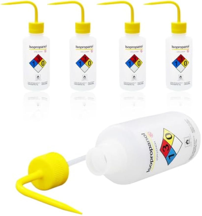 Utile Isopropanol Self-Venting Safety Wash Bottles, 4pcs of Vol.500ml, Narrow Mouth Squeeze Bottle, LDPE Material with PP Material Closure, 5511.0471.4
