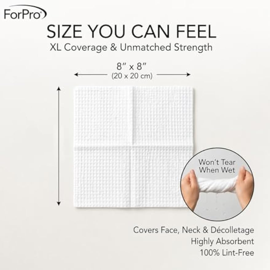 ForPro Travel Size Disposable Face Towels, 8"x8" Compact Dry Wipes Bulk Pack, Ultra Soft Lint-Free Viscose Makeup Remover Pads for Sensitive Skin, Biodegradable, Vegan, 600-Count