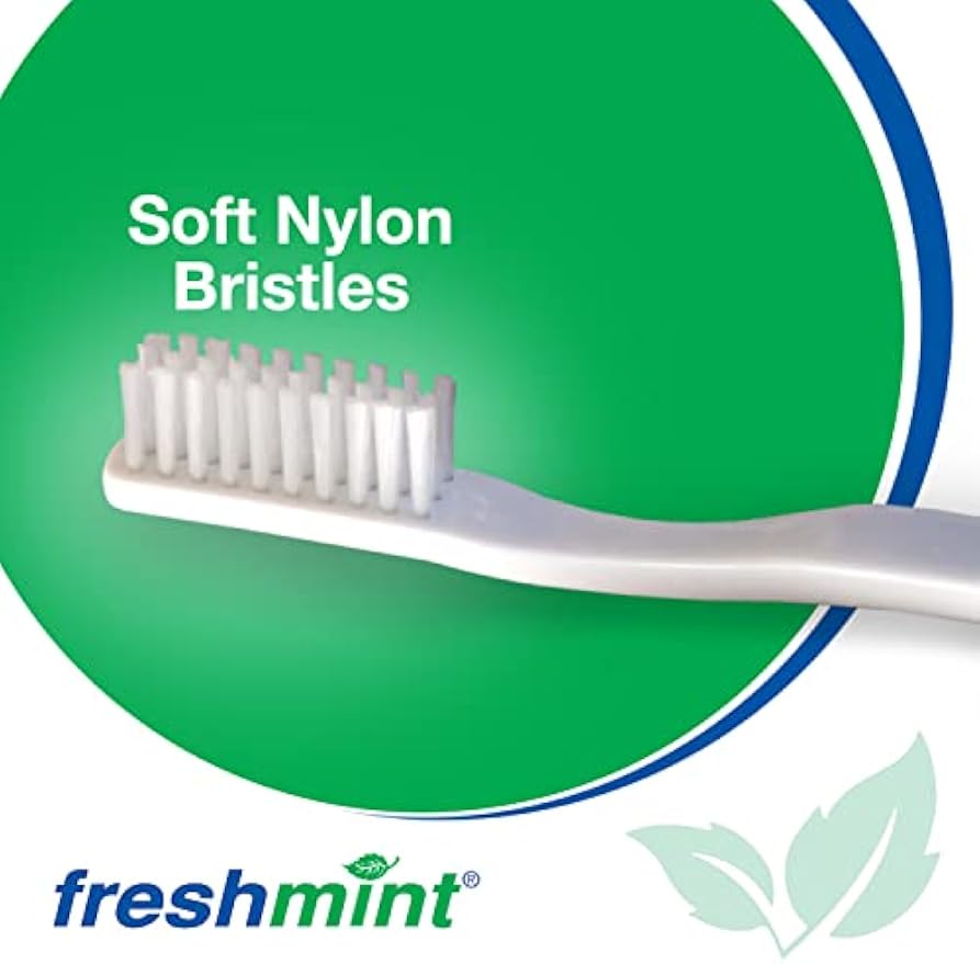 FRESHMINT Individually Wrapped Bulk 30 Tuft Adult Toothbrush (144 Pack) with Soft Nylon Bristles, Perfect for Travel, Hotel, Donation