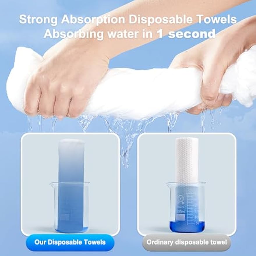 Disposable Towels 100 Count, 32"x16" Ultra Absorbent & Soft Disposable Body Towels, Single-Use Cleaning Towels, Suitable for Home, Salon, Travel, Comping, Gym, Pet, Bulk Towel