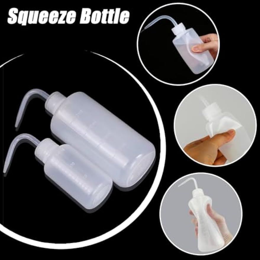 Squeeze Bottles 3-Pack (250ml/8.45oz) Leak-Proof Wash Bottle | For Cleaning, Watering & Precision Tasks, LDPE Squirt Bottles with Angled Nozzle & Measurement Scale