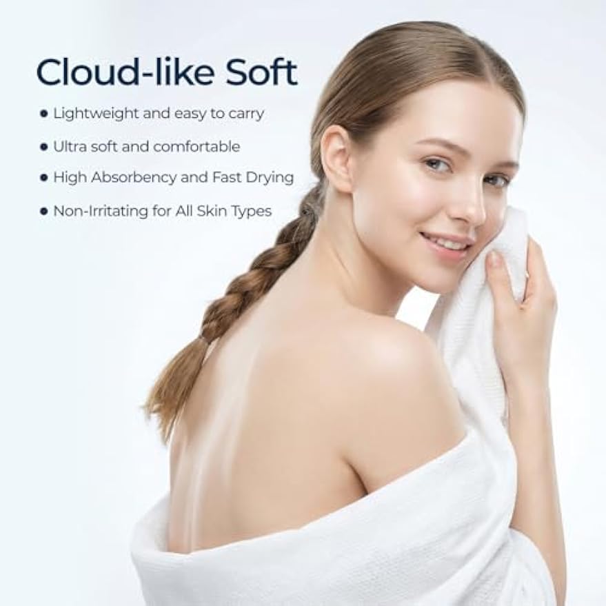 ecolook Disposable Bath Towels for Travel, 10-Pack Extra Large 31"x63" | 100GSM Plant Fiber, Dual Texture Soft & Quick-Drying Disposable Towels for Hotel Camping Beach Swimming Gym Sauna Spa