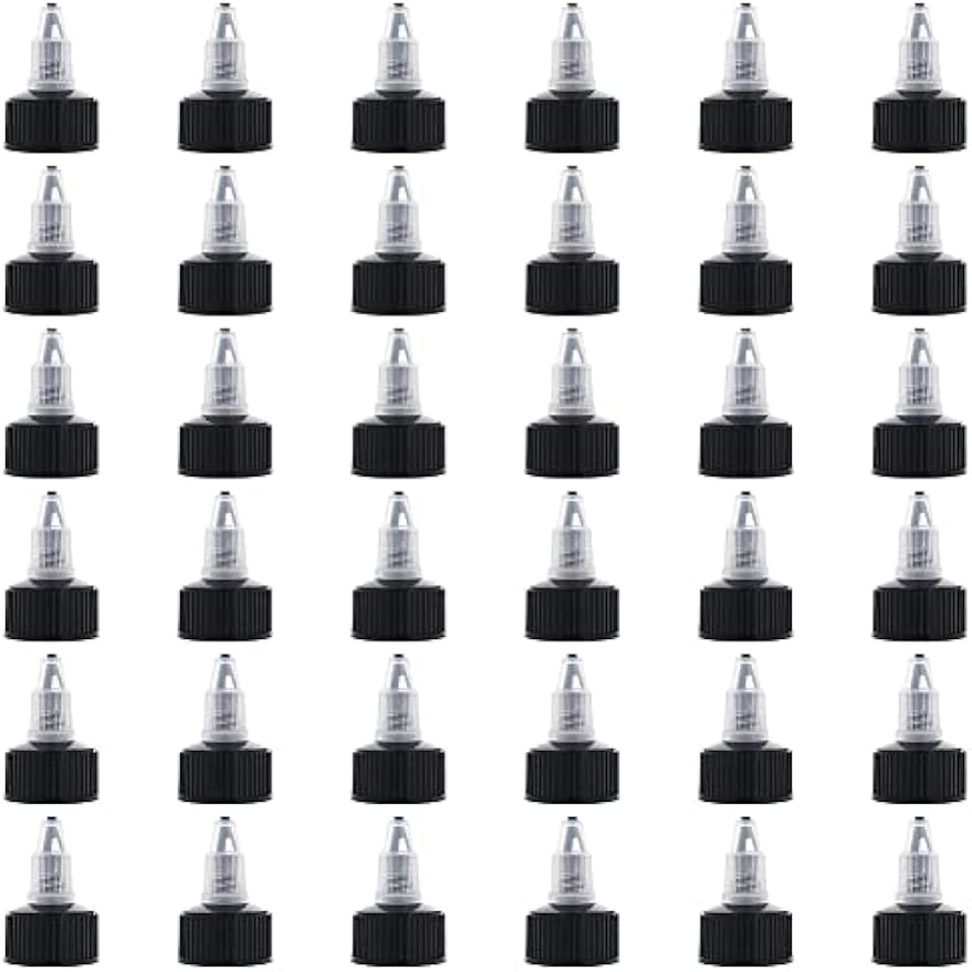OLYCRAFT 36pcs Squeeze Bottle Cap 24/410 Natural Twist Top Caps Black Replacement Caps Twist Top Cap Bottle Dispensing Lid Bottles Lid Replacement Caps for Squeeze Glue Bottles Dispensing Lids