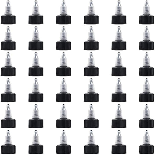 OLYCRAFT 36pcs Squeeze Bottle Cap 24/410 Natural Twist Top Caps Black Replacement Caps Twist Top Cap Bottle Dispensing Lid Bottles Lid Replacement Caps for Squeeze Glue Bottles Dispensing Lids