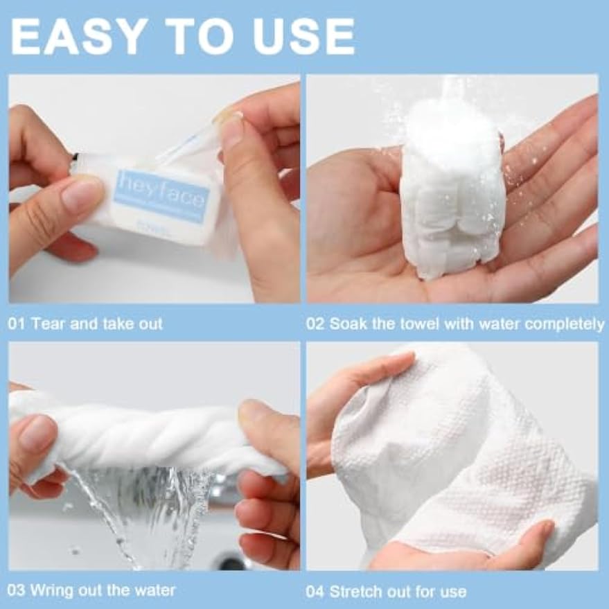 Compressed Towels Tablets (11.8" x11") 50 PCS Disposable Face Towel | Compressed Washcloths for Travel, Soft Compressed Face Towel with Waterproof Case for Daily Use & Camping Essentials