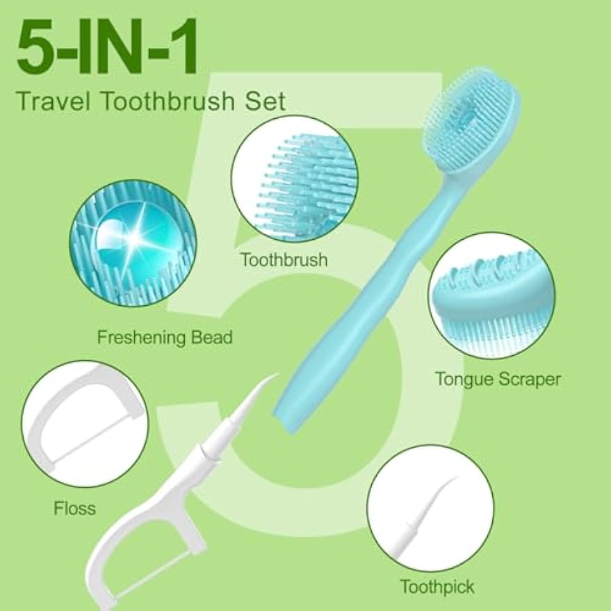 28 Packs Mini Brushes Disposable Toothbrushes, Mix Flover | with Toothpaste, Floss, Pick, Tongue Scraper, Travel Size Business Trip Individually Wrapped