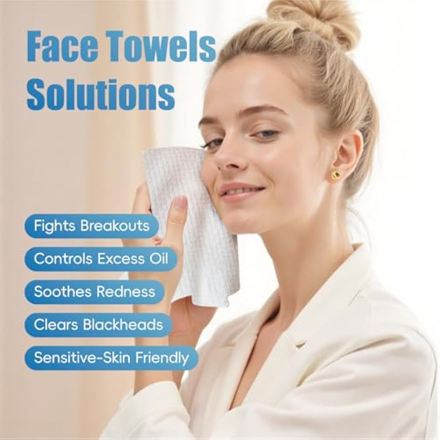 GWT XL Disposable Fragrance-Free Face Towels, 50 Count, 1 Pack | Lint-free, Makeup remover & cleanser, Biodegradable, Dry Wipes, Wet or Dry Use, Sensitive Skin