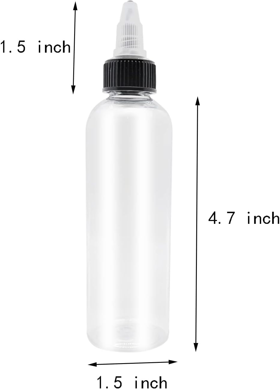 6 Pcs Dispensing Bottles, 4oz Plastic Squeeze Bottles with Twist Top Cap