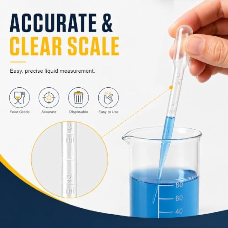 moveland 25PCS 3ML Plastic Dropper Pipettes for Essential Oils, Home Use | Calibrated Clear Scale, Soft & Flexible, Food-Grade Plastic, Disposable, No Cross-Contamination for Science Class, Lab, DIY