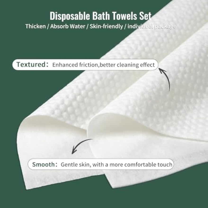 10 Pack Disposable Bath Towel Set, Large 1 Bath Towel with 1 Hand Towel | Individually Wrapped Travel Towels, Soft Absorbent Body Towels for Camping, Hotel, Gym, Beach, RV and Outdoor