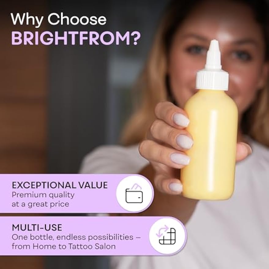 BRIGHTFROM Twist Top Applicator Bottles, Squeeze 4 OZ Empty Plastic Bottles, Refillable, Open/Close Nozzle - Multi Purpose (Pack of 2)