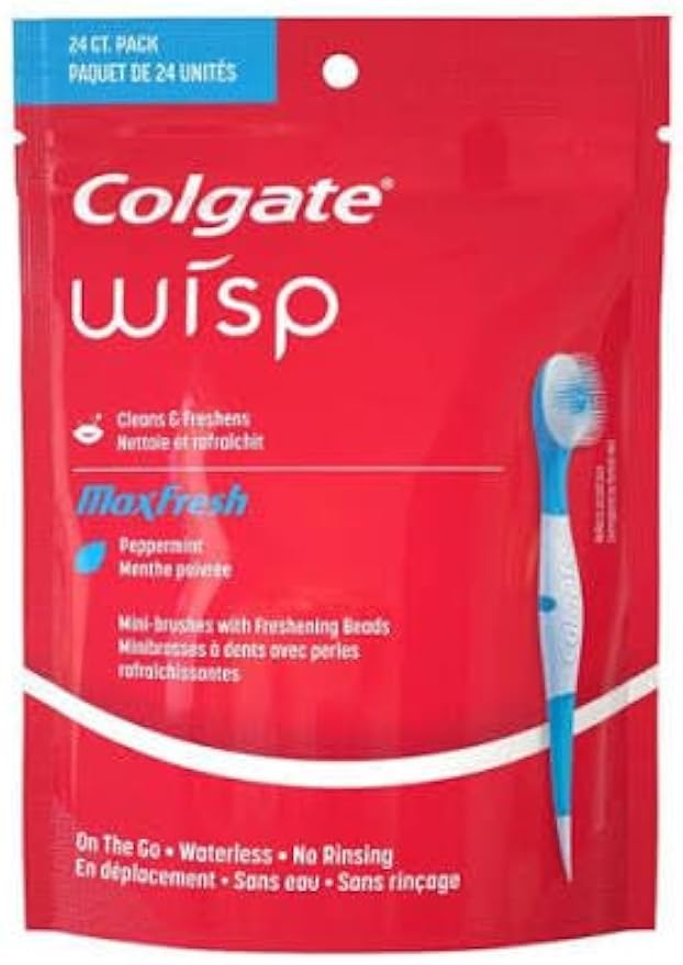 Colgate Optic White Wisp Disposable Mini Toothbrush, Cool Mint - 24 Count