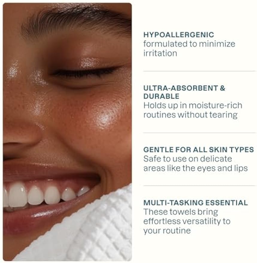 Cliganic Clean Face Towels XL, Disposable, Ultra-Absorbent, Hypoallergenic & Soft - Makeup Remover Dry Wipes, Pamper Your Face, Feel Fresh & Radiant, Hygienic Towelettes, for All Skin Types (50 Ct)
