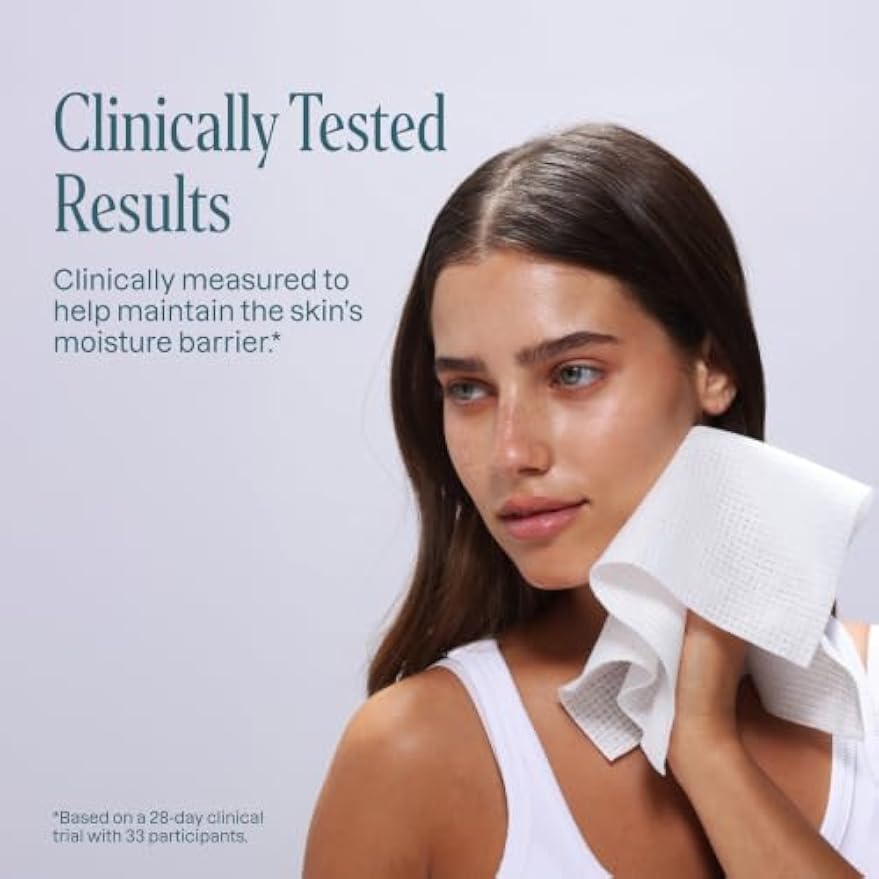 Cliganic Clean Face Towels XL, Disposable, Ultra-Absorbent, Hypoallergenic & Soft - Makeup Remover Dry Wipes, Pamper Your Face, Feel Fresh & Radiant, Hygienic Towelettes, for All Skin Types (50 Ct)