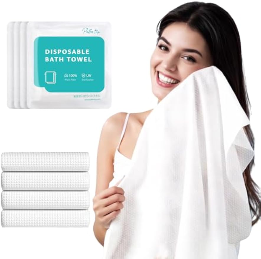 4 Pack Disposable Bath Towels 55''X27.5'’ Durable Portable Camping Towels | Large and thick individually vacuum packed for travel hotel business trip swimming pet towels sauna spa hot spring water play