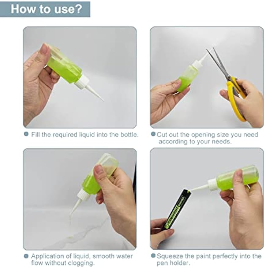 BlingKingdom 6 PCS 50 ml Squeeze Applicator Bottles for Paint, Soft PE | Easy to Fill, Glue Dispenser Bottles with Fine Tip, No Leaks for Liquids, Acrylic Paint Art, Hair Oil
