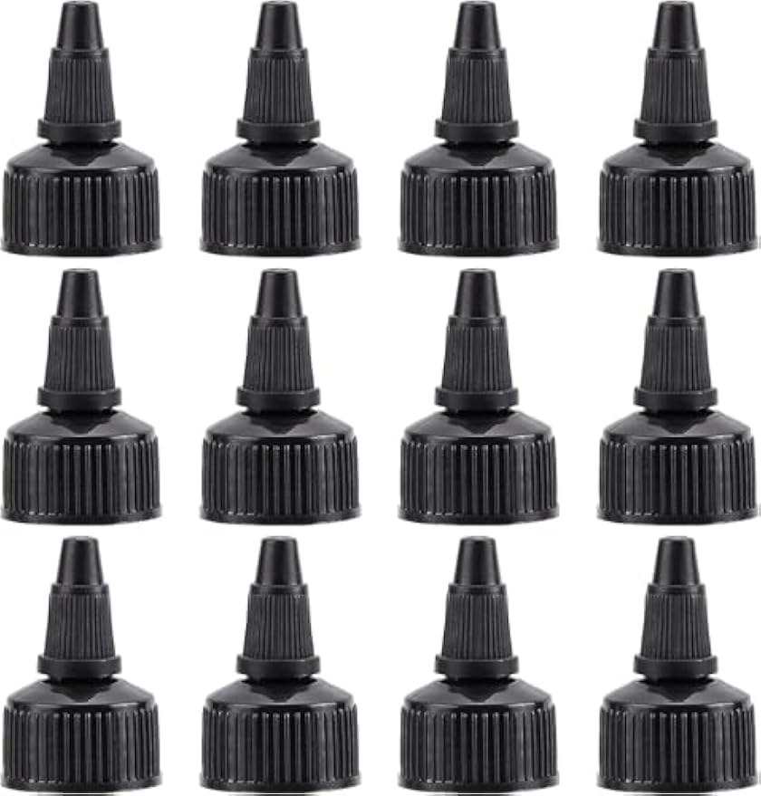 OLYCRAFT 50Pcs 24/410 Plastic Squeeze Bottle Cap Replacement Black Plastic Bottle Squeeze Heads Dispensing Caps for Condiment Bottle Dispensing Bottle Salad Bottle Essential Oil - Inner Diameter: 24mm