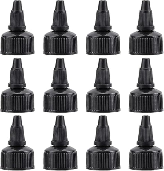 OLYCRAFT 50Pcs 24/410 Plastic Squeeze Bottle Cap Replacement Black Plastic Bottle Squeeze Heads Dispensing Caps for Condiment Bottle Dispensing Bottle Salad Bottle Essential Oil - Inner Diameter: 24mm