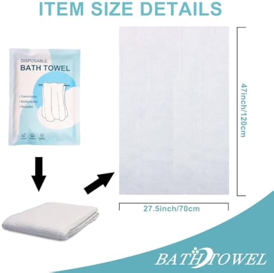 Disposable Bath Towels 5 PCS Large Portable Bath Towels for Travel,55 x 27.5 inch Soft Big Body Towel,Washcloth for Hiking Camping Hotel Bathroom, Individually Packed