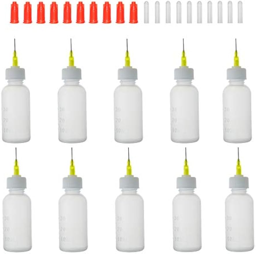 SHAOTONG 10Pcs Squeeze Bottle With 20G Dispensing Needles And Cap (30ml dispensing bottle)