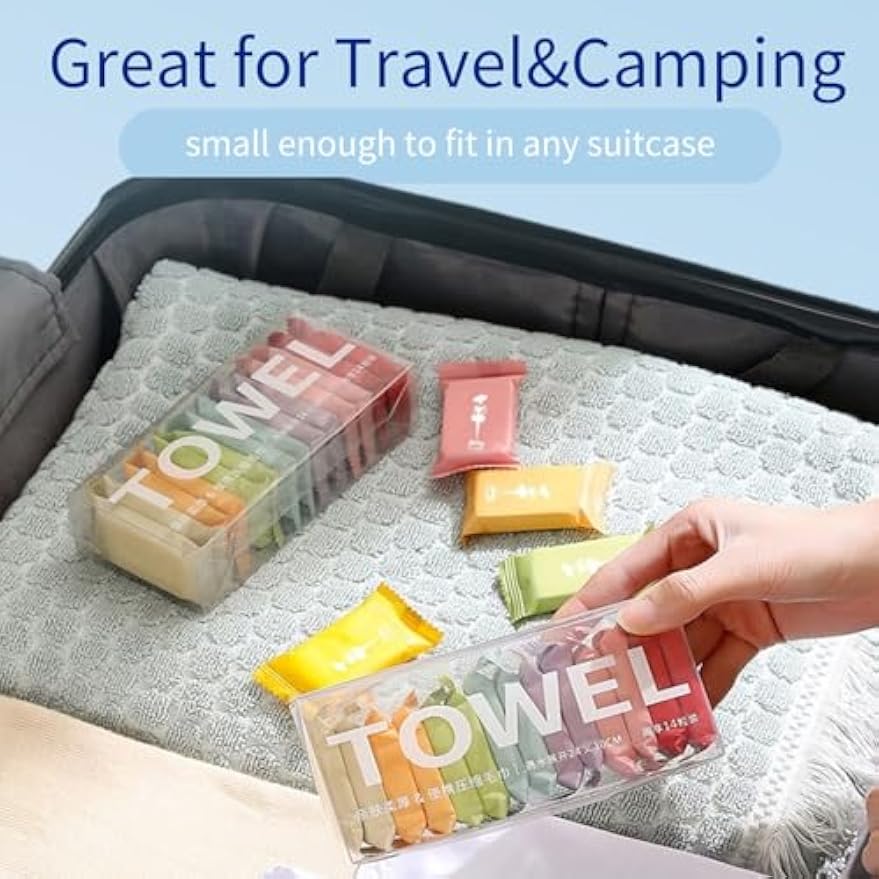 Disposable Compressed Towels, 28Pcs Travel Washcloth Tablets | Portable Compressed Towel, Thicker Super Absorbent for Travel, Face Towel Ideal for Outdoor Camping Hiking