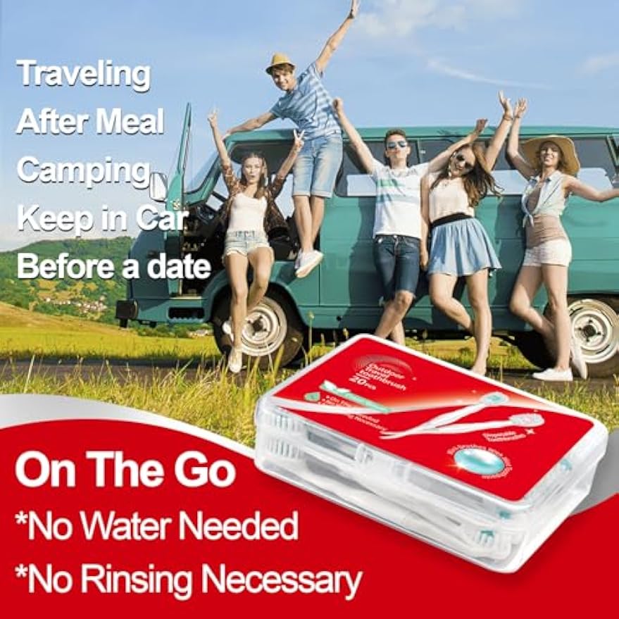 Mini Disposable Toothbrush Travel Set, Mix Flavor, 24pcs | No Rinsing with Toothpaste Toothpick Tongue Scraper Portable for Business Trip Camping Hiking Reduce Bad Breath
