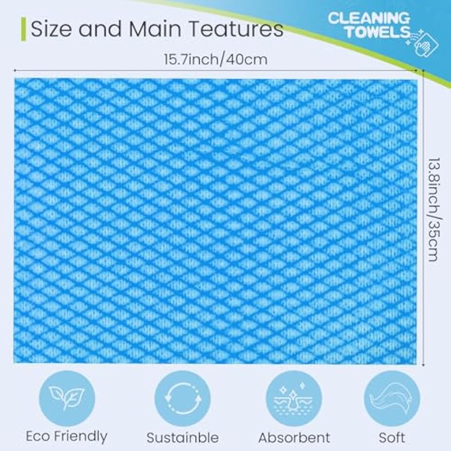 Tioncy 300 Pcs Disposable Dish Cloths for Kitchen Disposable Cleaning Cloth and Towels Handy Cleaning Wipes Disposable Rags for Kitchen and Office(Blue)