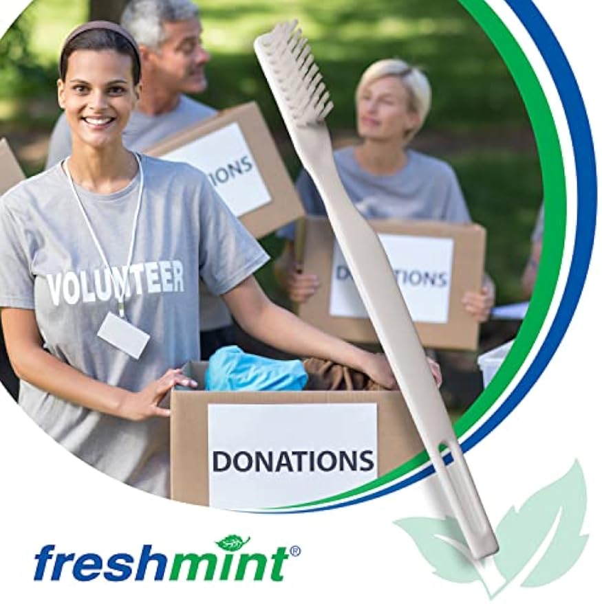 FRESHMINT Individually Wrapped Bulk 30 Tuft Adult Toothbrush (144 Pack) with Soft Nylon Bristles, Perfect for Travel, Hotel, Donation