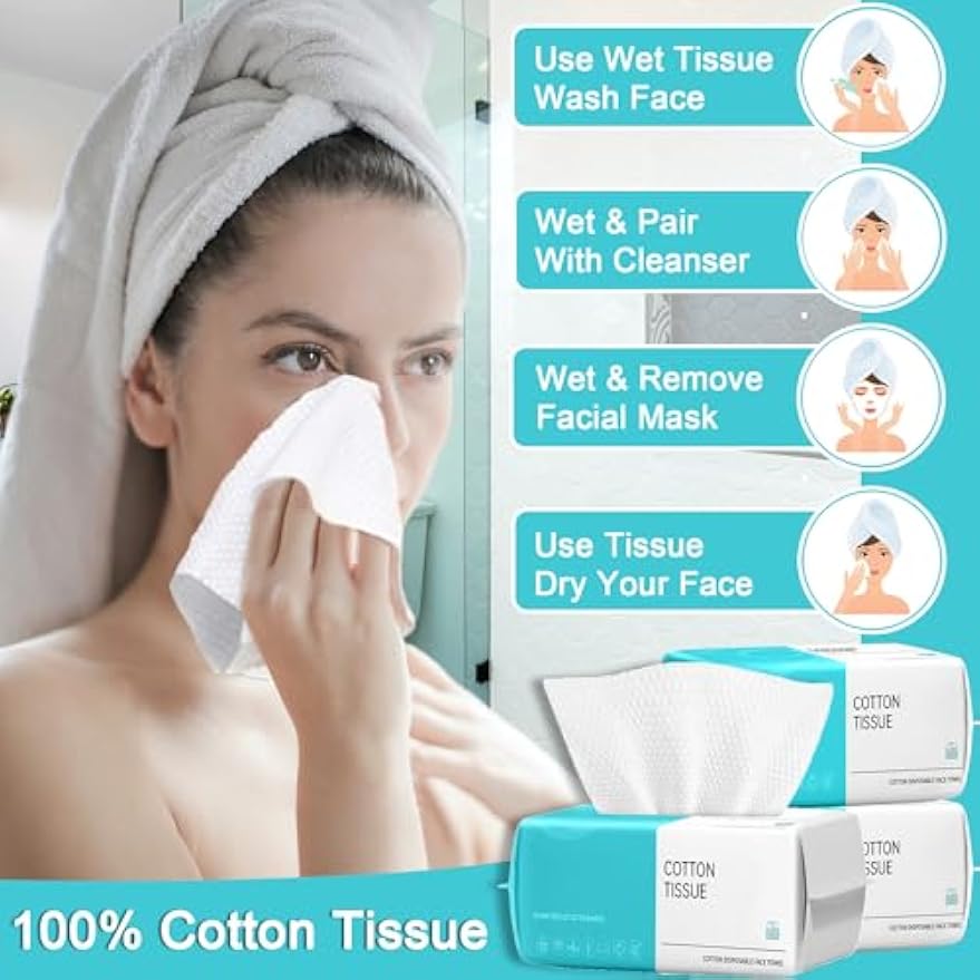100 Count Disposable Face Towels, Thickened Disposable Washcloths, 1 Pack | Ultra Thick & Lint-Free Facial Tissue, Wet & Dry Use, Ideal for All Skin, Daily Skincare & Makeup Removal